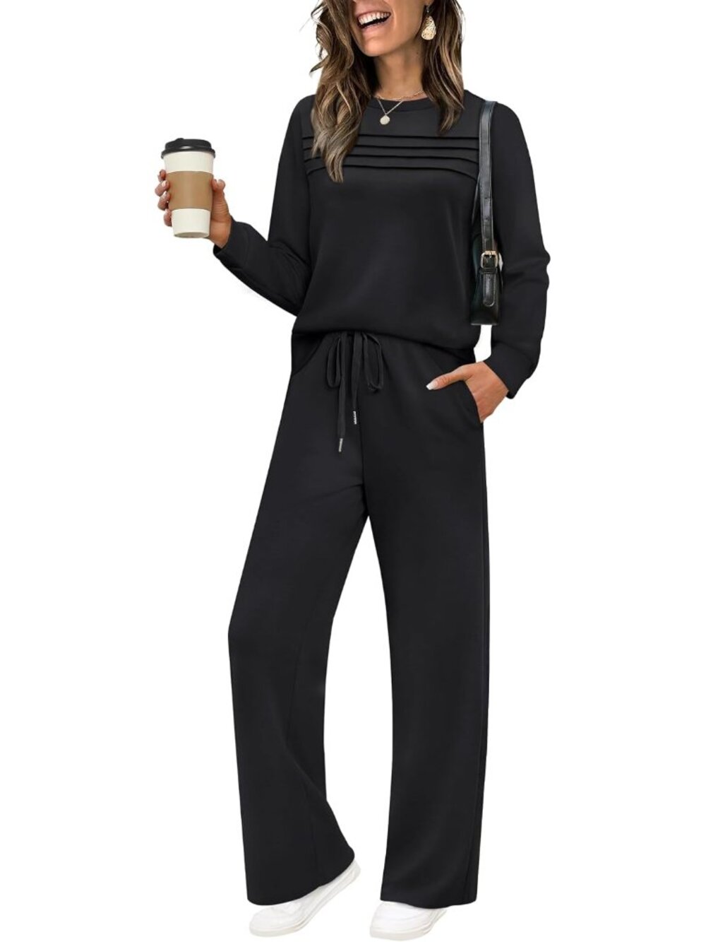 Women's 2-Piece Cozy Lounge Tracksuit - Casual Travel & Fitness Set